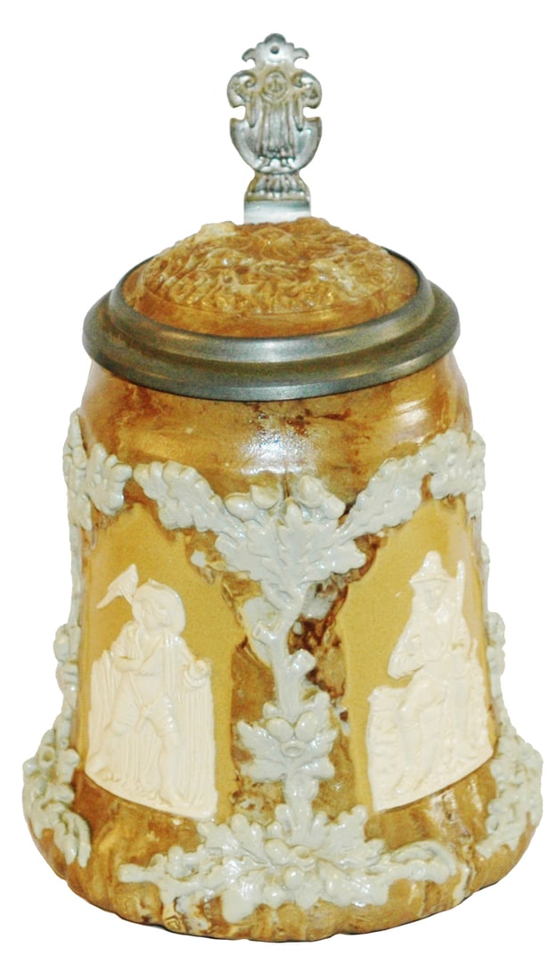 Mettlach Four Panel Harvest Scenes Stein w Inlay (1 of 5)