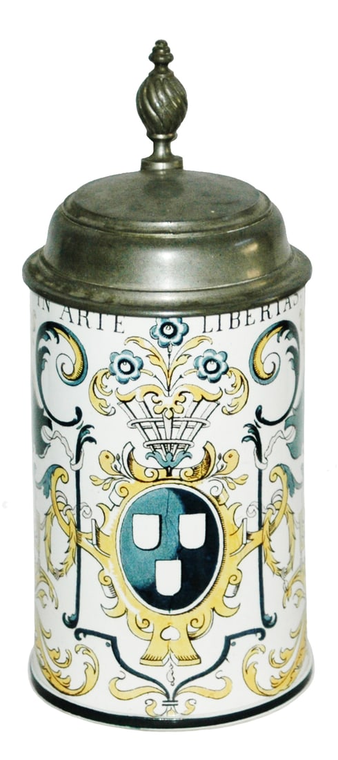 Mettlach Faience Shield & Floral Stein (1 of 4)