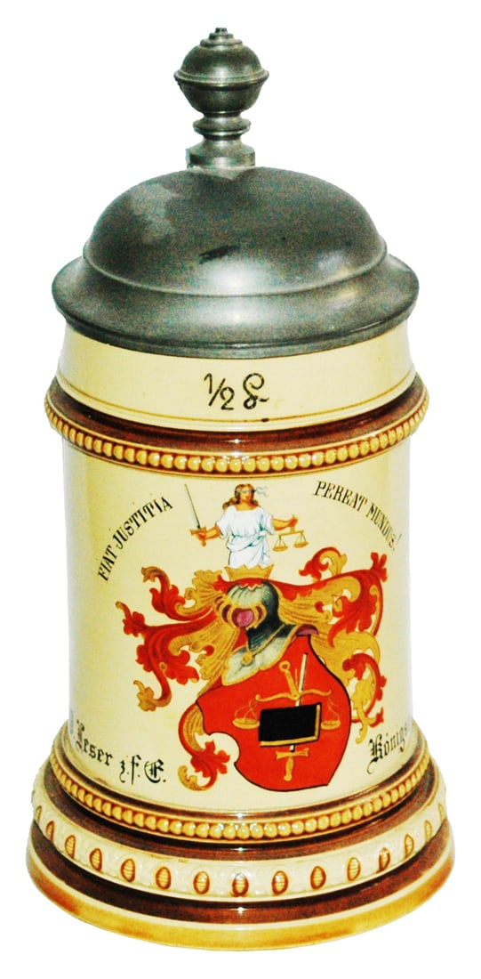 Mettlach Shield w Knight Justice Armor Bible Stein (1 of 4)