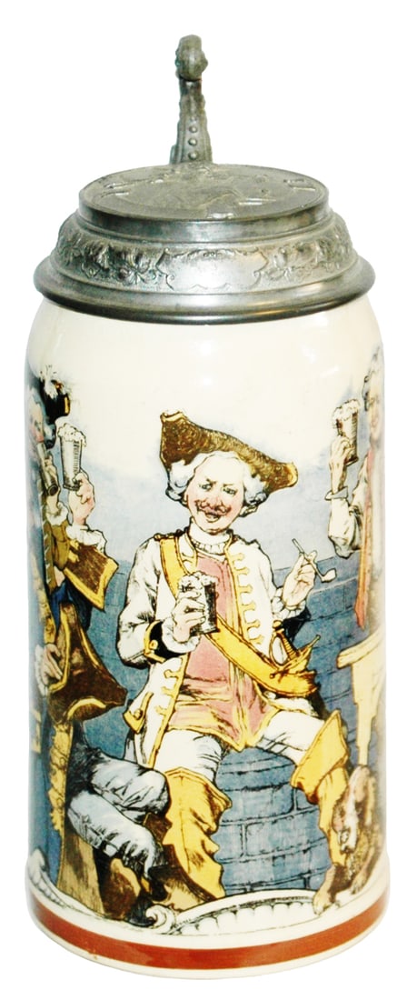 1L Mettlach Schlitt Men in Tri cornered Hats Stein (1 of 5)