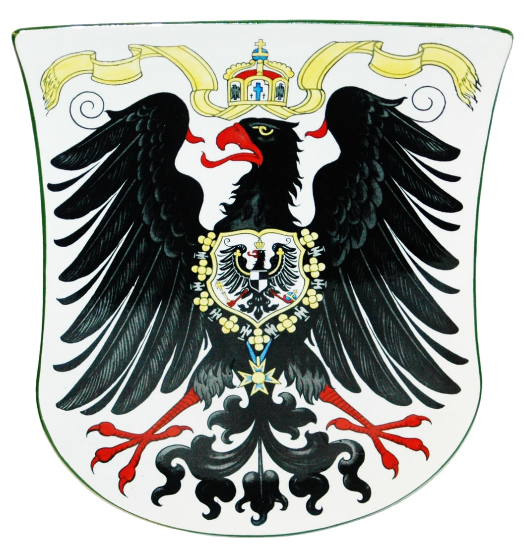 Mettlach Black Imperial Eagle Shield Plaque (1 of 1)