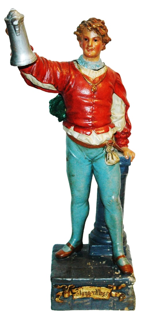 19" Terracotta Young Man w Stein Figure (1 of 3)