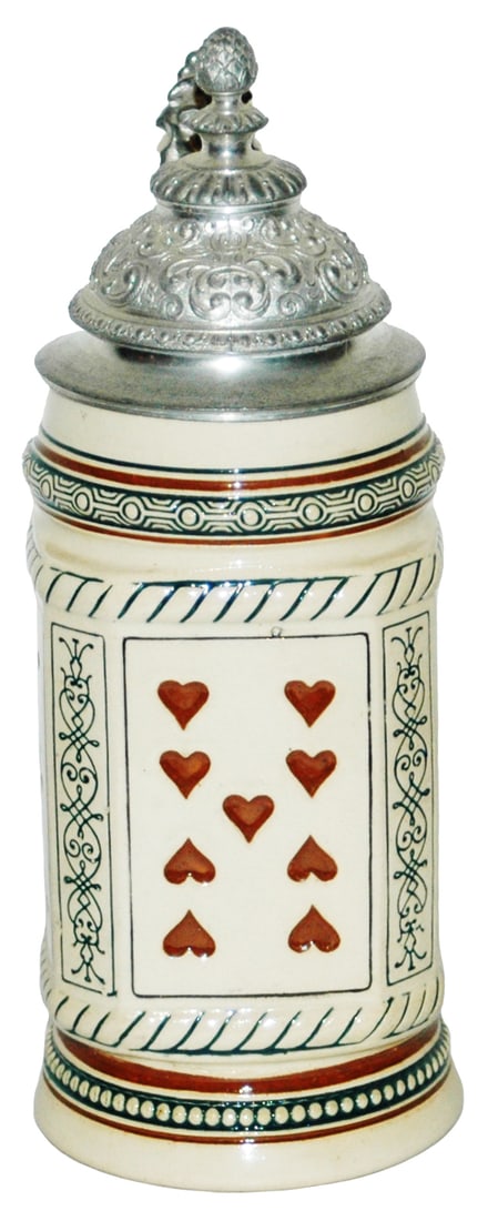 Playing CArds Impressed Pottery Stein w Fancy Lid (1 of 4)