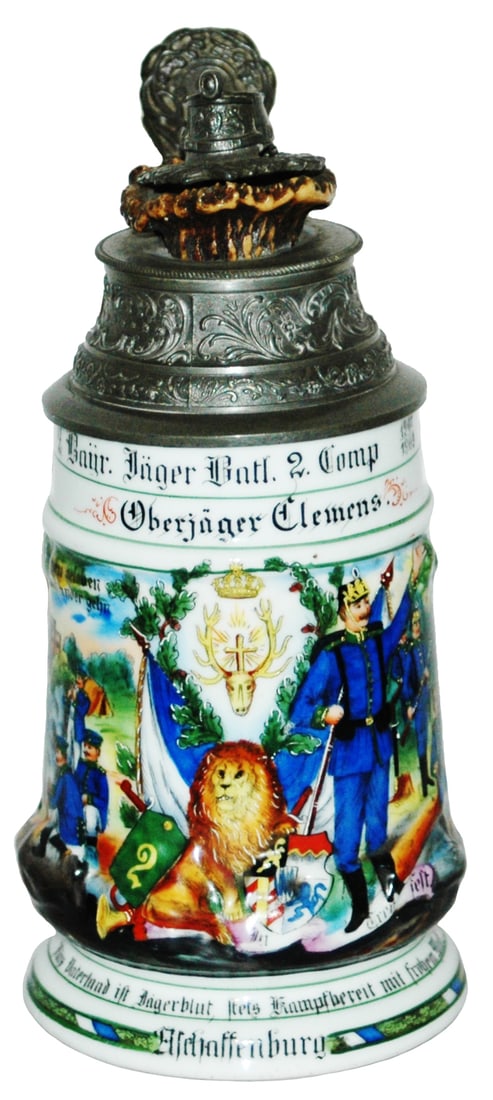 Regimental Jager Stein w Tsacho Helmet & Horn Lid (1 of 5)