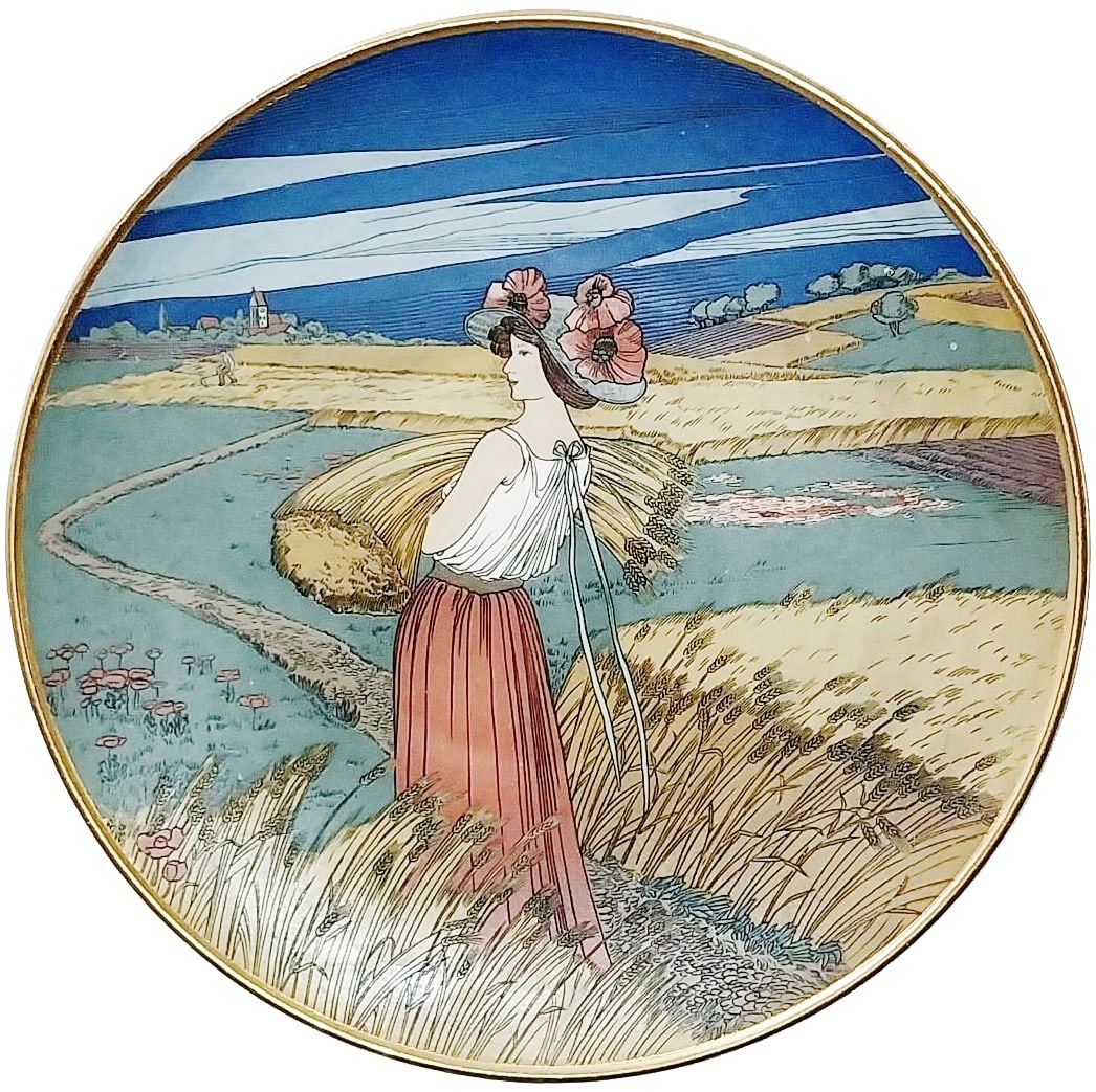 Mettlach 17" Woman Representing Summer Plaque (1 of 1)