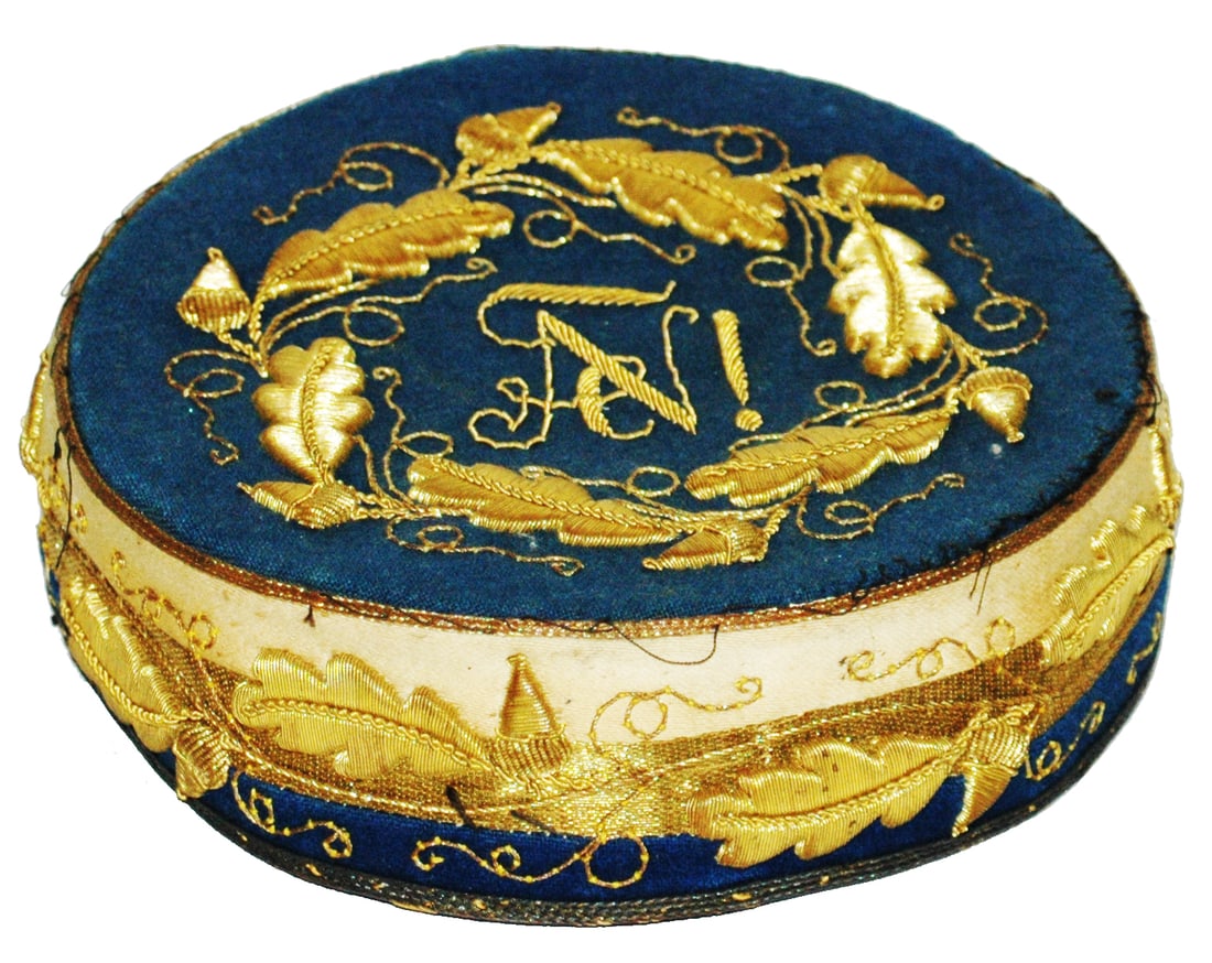 Student Cap Gold Stitch Leaves & Fraternal Logo (1 of 3)