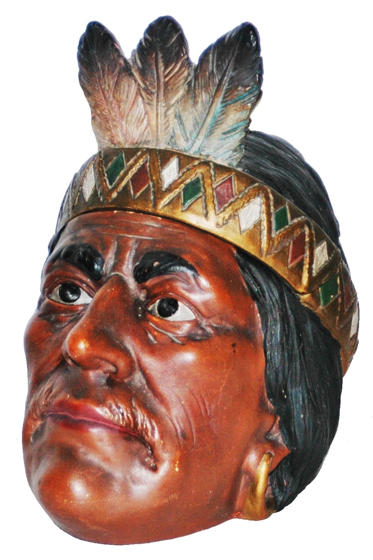 Native American Indian Head Terracotta Tobacco Jar (1 of 3)