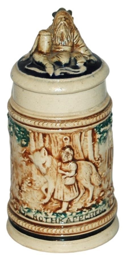 Little Red Riding Hood Stein w Dwarf Figural Lid (1 of 4)