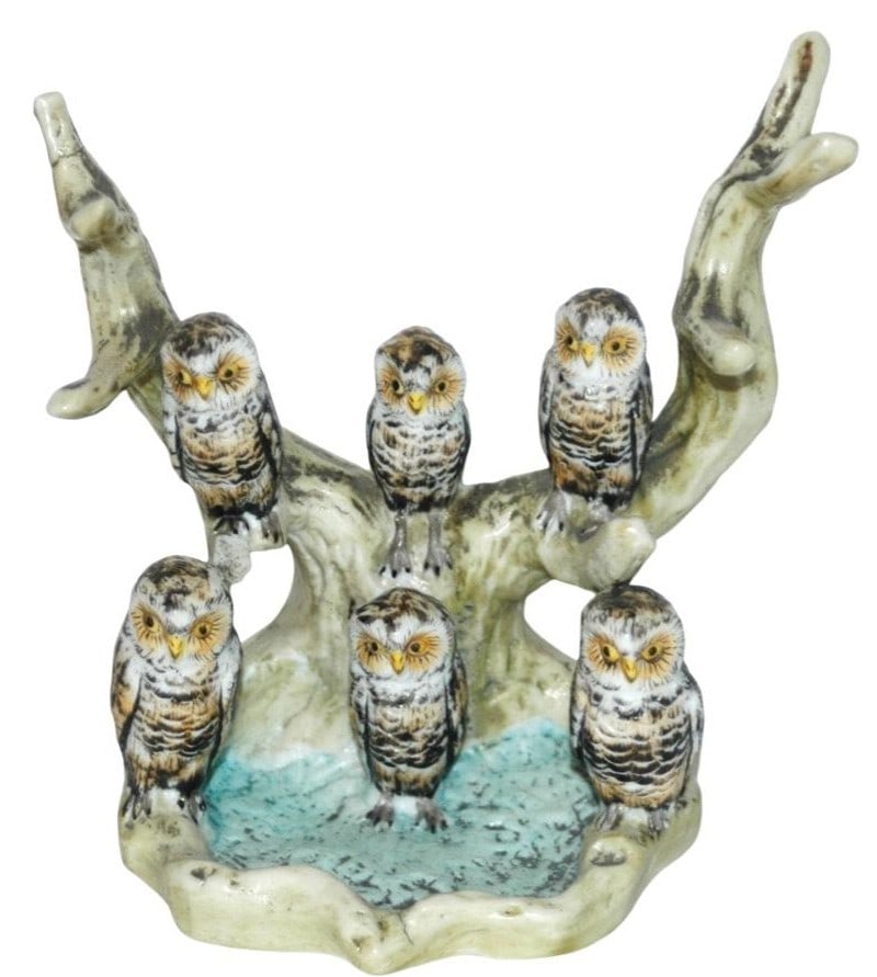 Owls in a Tree Bohne Character Pen Rest: Character 4” Pen Rest Bohne Porcelain. Group of owls in tree. Mint.