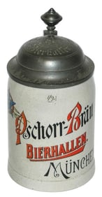 Pschorr Brau Munchen Brewery Stein w Logo lid