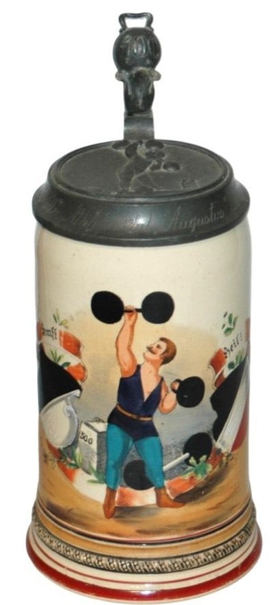 Sports Weightlifter Stein w Matched Relief Lid (1 of 5)