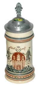Miner Occupational Relief Stein w Porcelain Inlay