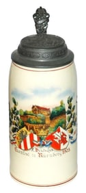 1L 1903 Nurnberg Turnfest Stein & Relief Lid