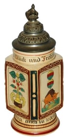 Four Sided Etched Stein of Playing Cards