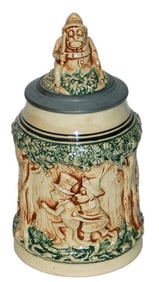 Palmer Cox Brownies Relief Stein w 3D Brownie Lid