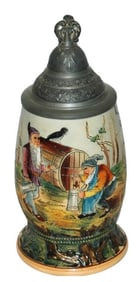 Dwarfs fill Steins from Keg Etched Stein