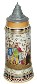 1-1/4L Gambrinus in Beer Garden Etched Stein