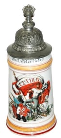 4F Turner Man w Flag & Shield Stein w Litho
