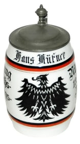 Black Eagle & Nurnberg Porcelain Stein w Litho