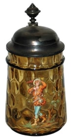 Hunter w Crossbow on Amber Glass Coinspot Stein
