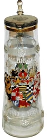 2L Fritz Heckert Glass Stein w Enamel Shield