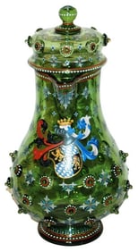 Egermann 17" Glass Stein w SHield, Floral & Prunts