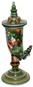 17" Pokal Drinking Horn Shape w Enamel Decoration