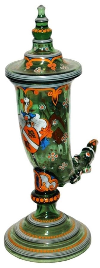 17" Pokal Drinking Horn Shape w Enamel Decoration (1 of 5)