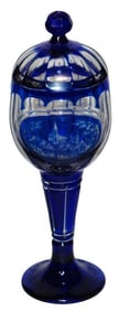 11-1/2" Overlay Glass Pokal Wheel-cut scene c,1860