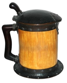 Unique Iv ory 2L Stein Arts & Crafts Style w Brass