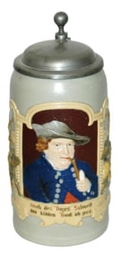 1L Mettlach Man with pipe and Hat Stein