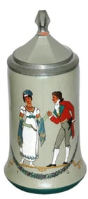 Mettlach Bavaria Dressy Couple Stein Quidenus Lid