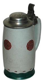 Mettlach Bavaria Stein w Three Floral Medallions