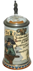 Mettlach Schlitt Man at Pub & Mad Home Wife Stein