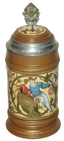 Mettlach Stein Couple w Storks on the Sides