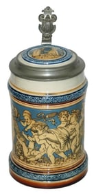 Mettlach Cherubs Drinks & Plays Instruments Stein