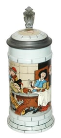 Mettlach 1L Comical Table Scene Quidenus Stein