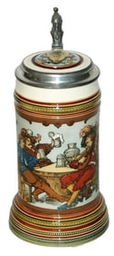 Mettlach Drinking Landsknecht Music Box Base Stein