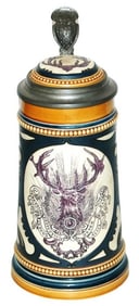 Mettlach B.P.O.E. Elks Club Stag & Clock Stein