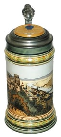 Mettlach Heidelberg Castle Stein w Perkeo on Side