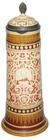 3L Mettlach Peacock & Floral Design Stein