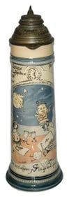 4L Mettlach Stein Cards & Dice Comical Scene