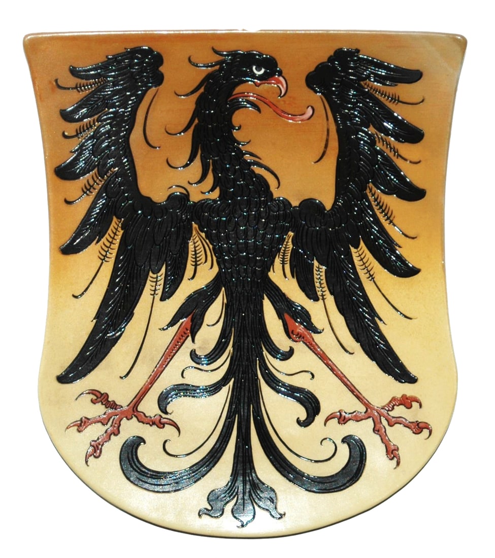 Mettlach Black Eagle Shield Plaque (1 of 1)