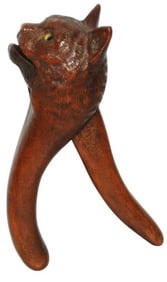 Black Forest Carved Wood Nutcracker Cat