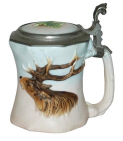 Stag Bohne Bisque Porcelain Relief Stein