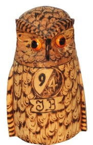 Uncommon Size Pyro Owl Carved Character Wood Stein