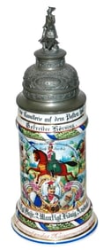 Regimental Ulan Porcelain Stein 4 Side Scenes