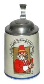 Franz Ringer Man w Pilsner Glass Stoneware Stein