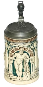 3 Scenes of Hercules Stein w Weightlifter Lid