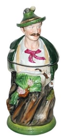 Alpine Man w Pipe Character Stein Joseph Mayer